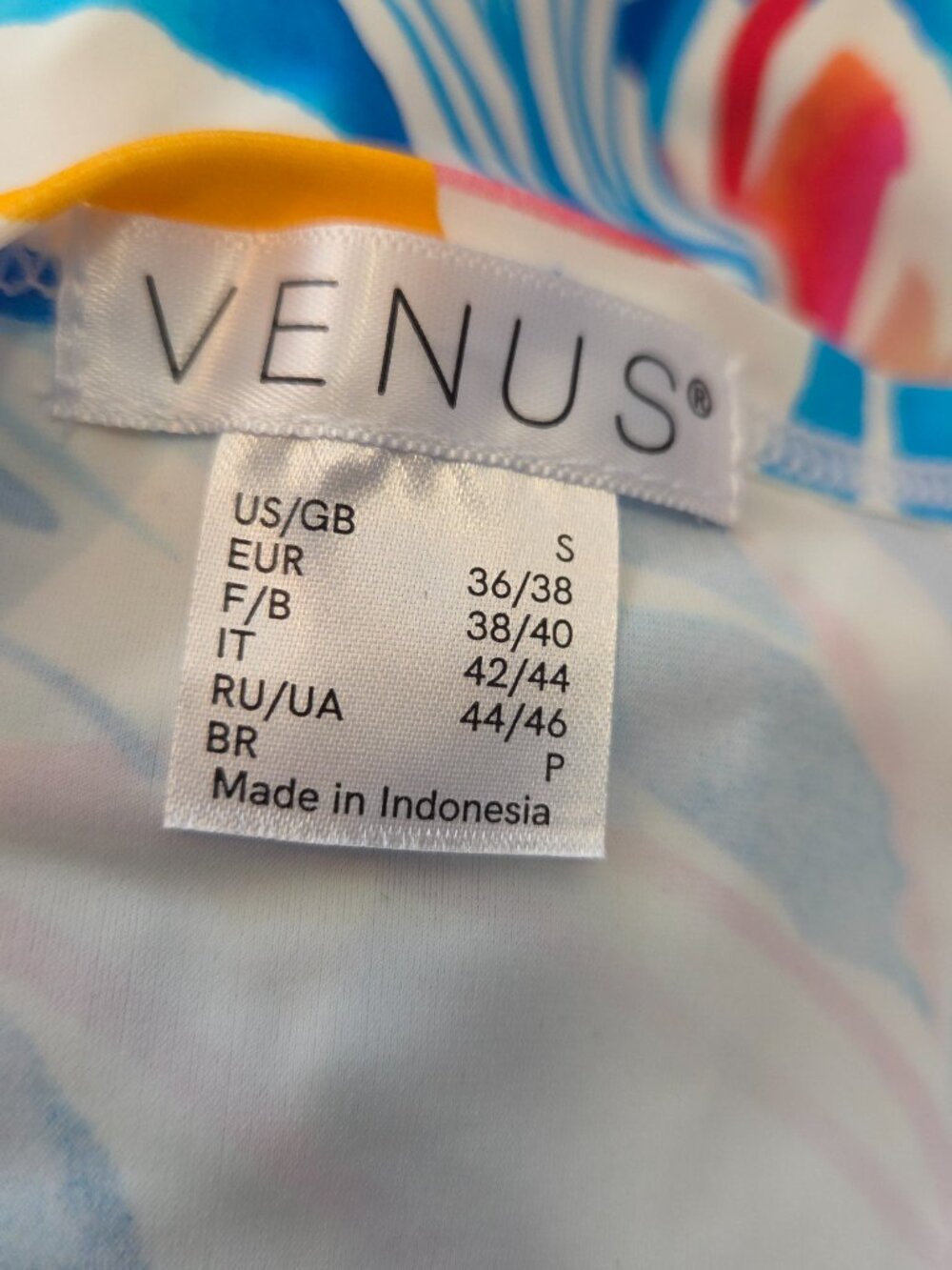 VENUS Tropical Floral Long Sleeve Swim Top - White Blue & Pink size Small NWOT - Picture 4 of 4